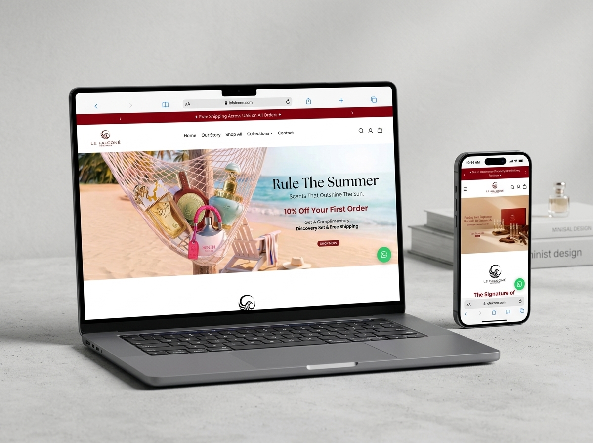 Webiz Square Web Development - Desktop and Mobile Responsive Showcase (Le Falconé Perfumes)