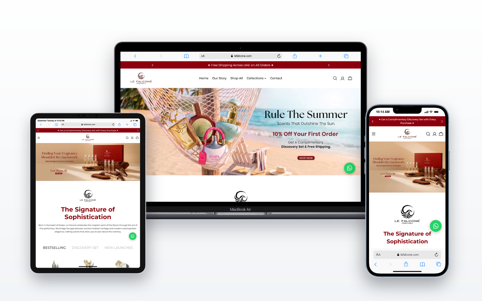 Le Falconé Luxury Perfumes Brand - Desktop, Tablet & Mobile Responsive Showcase