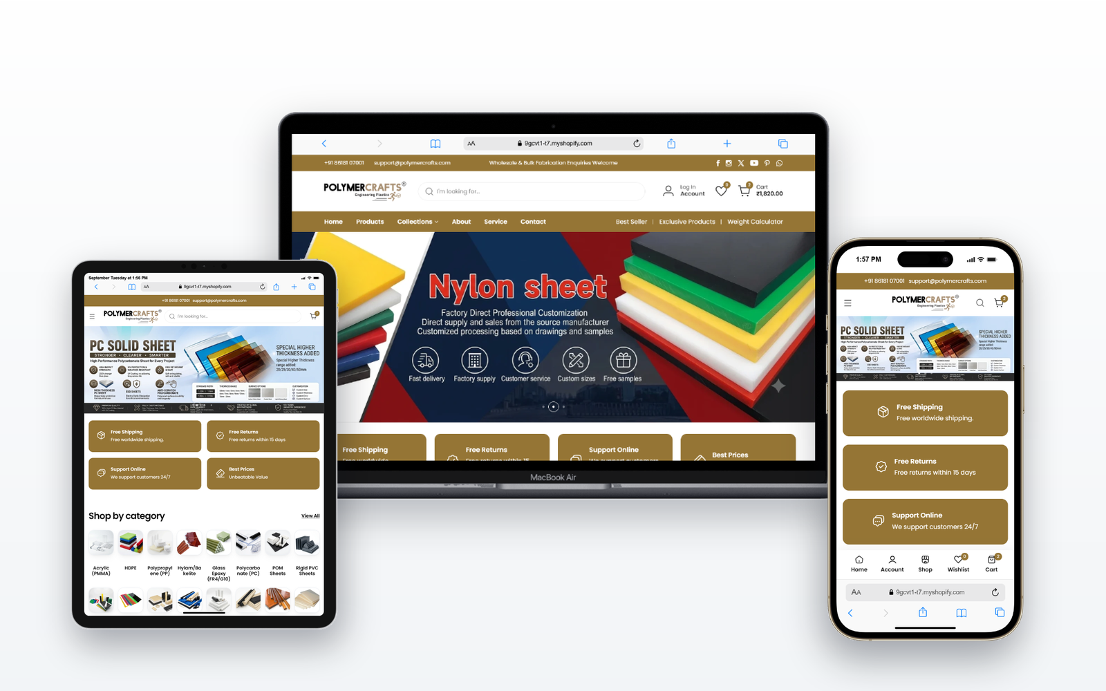 Polymercrafts Engineering Plastics - Desktop, Tablet & Mobile Responsive Showcase