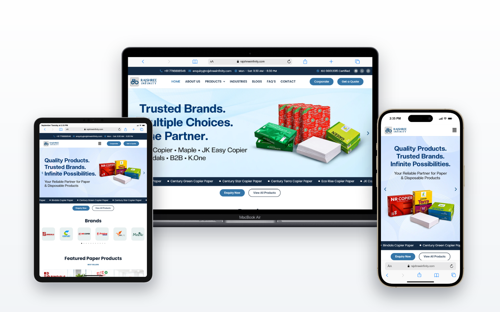 Rajshree Infinity Corporate Paper Solutions - Desktop, Tablet & Mobile Responsive Showcase